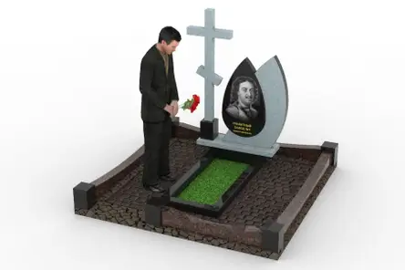 02044 Мемориальное надгробие с крестом